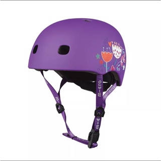 Micro - Helmet Floral Purple V2 หมวกกันน็อคสำหรับเด็กสีม่วงลายดอกไม้ ลิขสิทธิ์แท้ เลือกขนาดได้