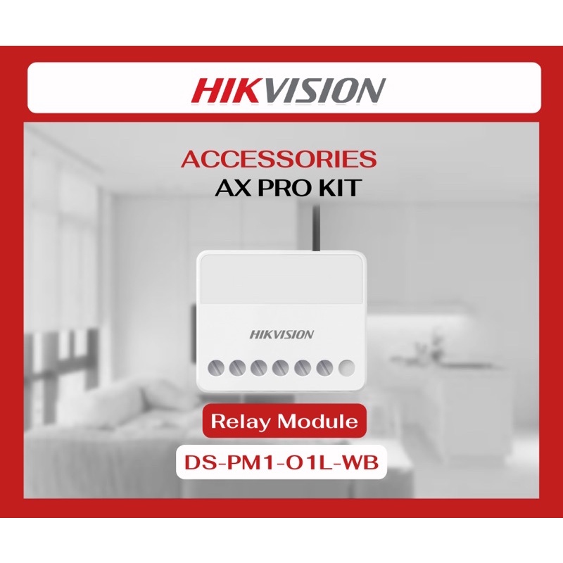 Hikvision Relay Module อุปกรณ์ควบคุมแหล่งจ่ายไฟฟ้าแรงต่ำรุ่น DS-PM1-O1L-WB สำหรับชุดกันขโมย Ax Pro(พ