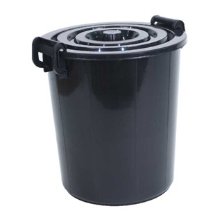 ถังน้ำพลาสติกพร้อมฝา ขนาด 57 ลิตร รุ่น 17 สีดำ Plastic water tank with lid, size 57 liters, model 17, black