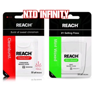 นำเข้า🇺🇸 ไหมขัดฟัน Reach Dental Floss | Effective Plaque Removal, Extra Wide Cleaning Surface 55 หลา