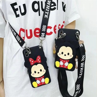 For Vivo S12 V23 Pro Y15S Y15A Cartoon Soft TPU Coin Back Cover Cute 3D Pikachu Doraemon Wallet Bags Phone Case With Lanyard