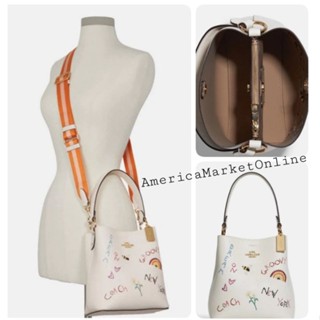 กระเป๋าหนัง COACH/ SMALL TOWN BUCKET BAG WITH DIARY EMBROIDERY (COACH C8282)