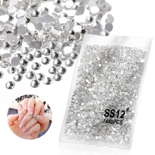 [B_398] 1440Pcs Manicure Decoration DIY to Apply Glass Transparent Flat Bottom Rhinestones for Phone Case