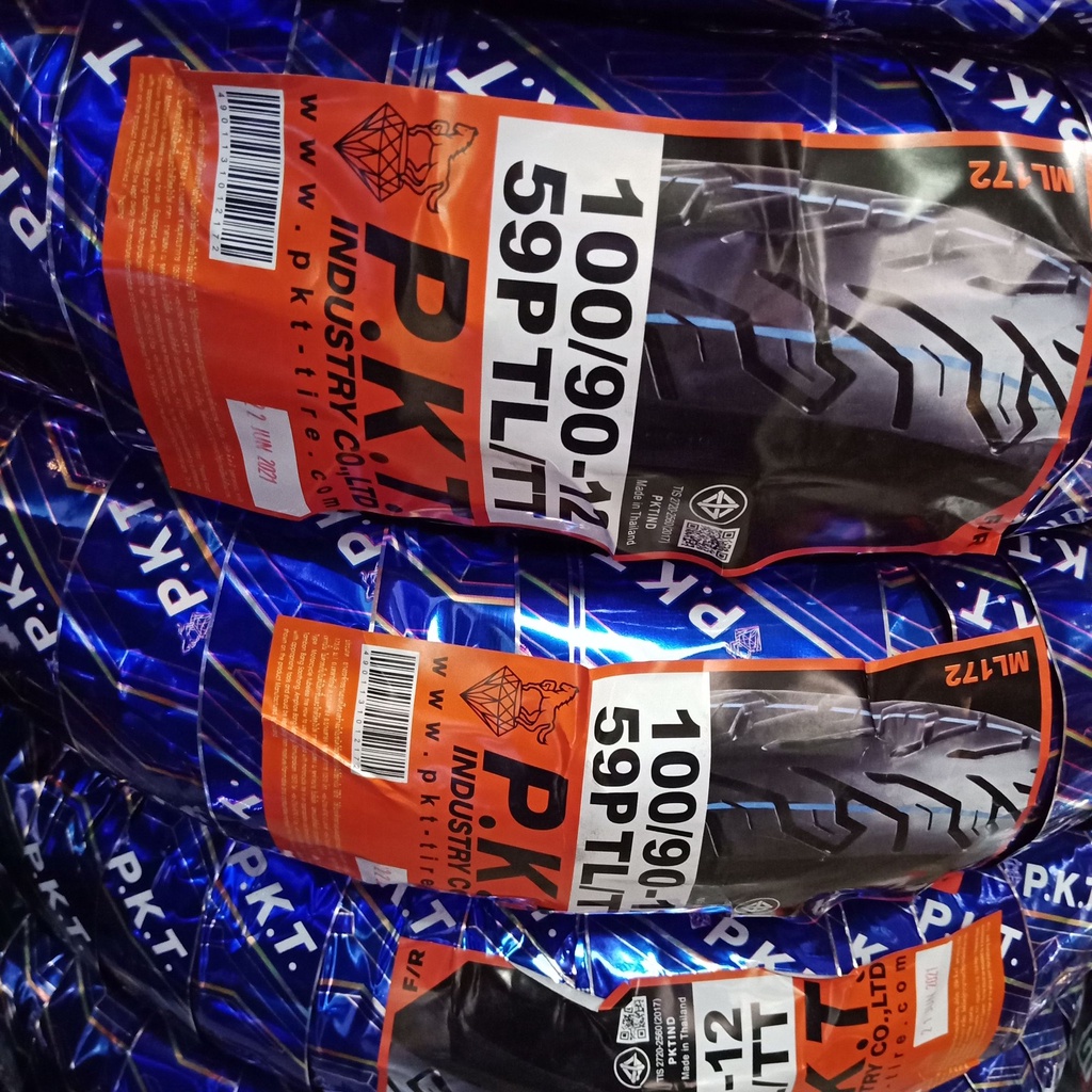 ยางนอก PKT เบอร์ 90/90-12 , 100/90-12 , 110/90-12 , 110/70-12 , 120/70-12 , 130/70-12 TL แบบไม่มียาง