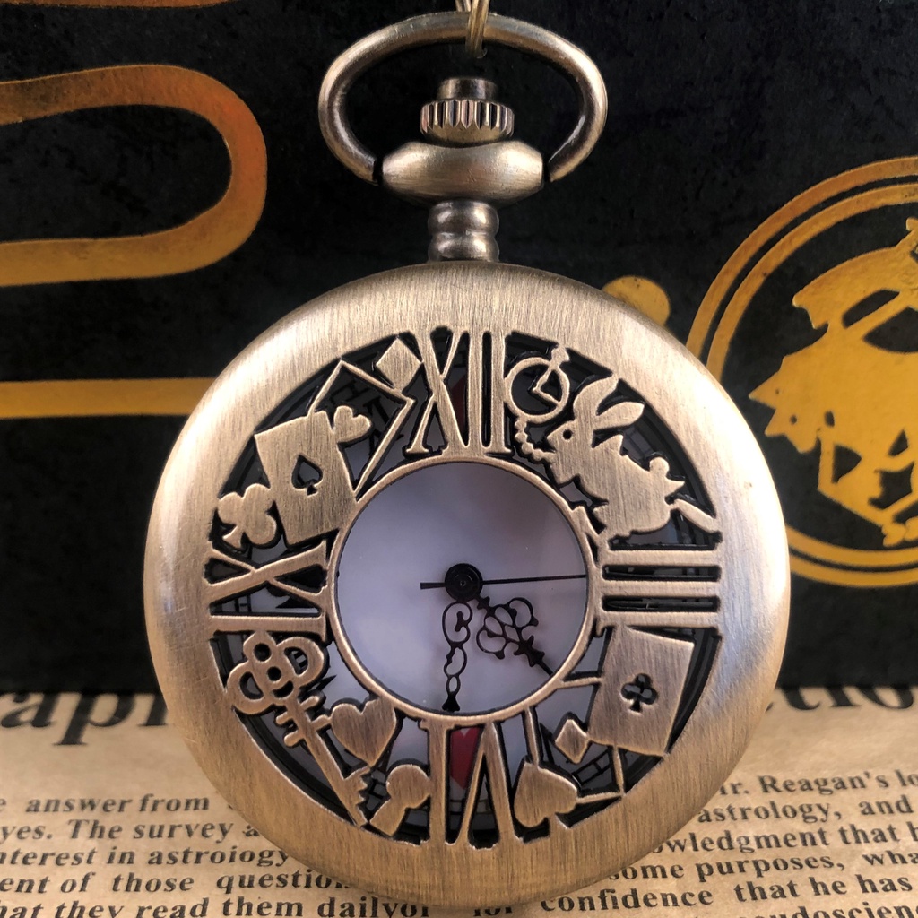 Alice Themed Rabbit Quartz Pocket Watch สําหรับผู้หญิงเด็กผู้หญิง