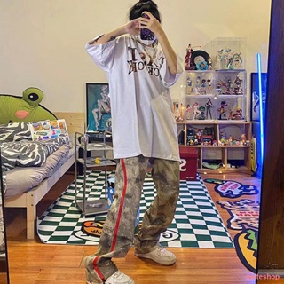 💕พร้อมส่ง📣American Hip Hop กางเกงลายพรางซิปปรับได้ All-Match Overalls