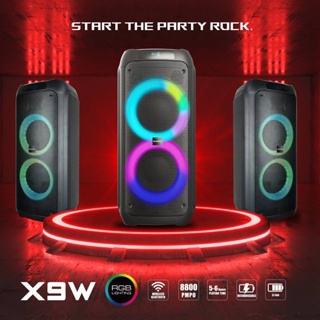 D-POWER รุ่น X9W ลำโพงบูลทูธ PARTY BOX 8 นิ้ว ไมค์ลอย1ตัว 800Watt P.M.P.O สินค้าใหม่แกะกล่่องทุกชิ้น