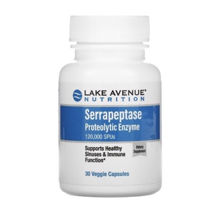 Pre - เอ็นไซม์ ลดบวม อักเสบ Serrapeptase Proteolytic Enzyme 120,000 SPUs, 30 แคปซูล Lysozyme ดูแลระบบทางหายใจ ไซนัส