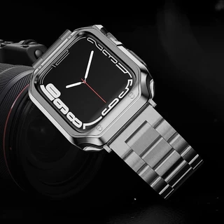 สําหรับ Apple Watch Ultra 49 + Series 11/10/9/8/7 45/41 มม. SE 6/5/4 44/40 มม. พร้อมเคส TPU และสายสแตนเลส