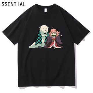 Summer new DIY style men t-shirt Anya Kamado and Her Pet Tanjiro TShirts Anime Spy X Family T-shirt TShirt Cotton Top