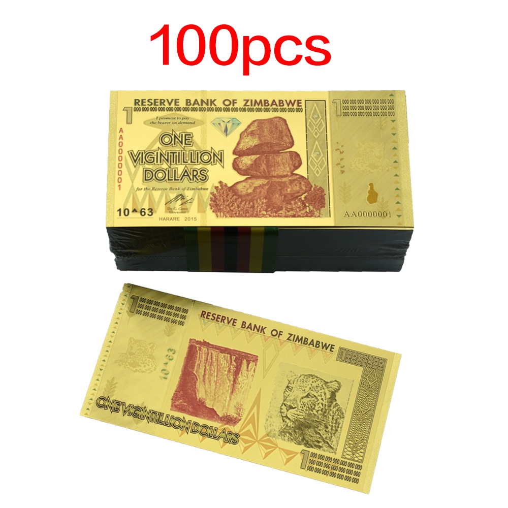 100pcs Lot Zimbabwe Commemorative Gold Banknotes One Vigintillion   Sg 11134201 22120 Vvmbqe0jqpkvd0