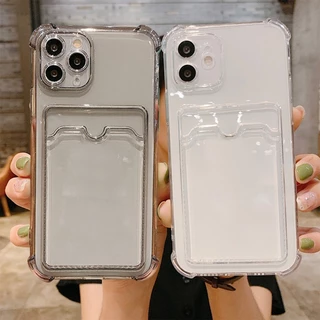 เคสซิลิโคนแบบใส พร้อมช่องใส่บัตร For Xiaomi Redmi 13C 14C 12C 10C 10A 9C Redmi Note 13 12 11 10 9 8 Pro Mi 13T 13 12 11