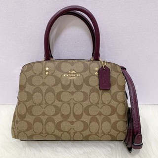 NEW COACH ทรงถัง หูจับสีม่วงMINI LILLIE CARRYALL IN SIGNATURE CANVAS (COACH 91494)