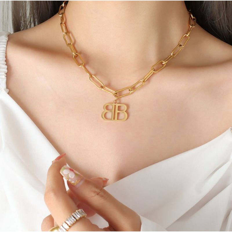 TTN5796 - สร้อยคอบีบีโซ่ไทเทเนียม (สีทอง)