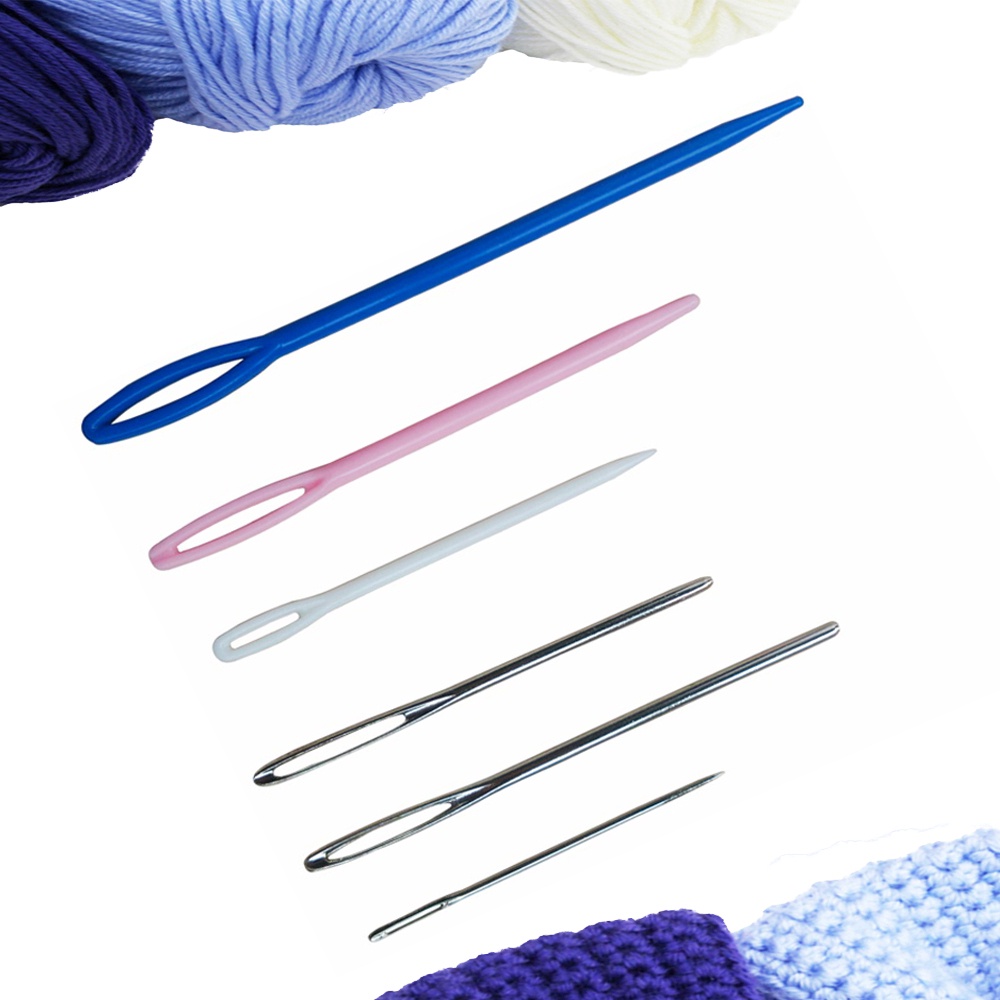 ชุดเข็มถักนิตติ้ง พลาสติก เหล็ก ตาโต DIY 6 ชิ้น