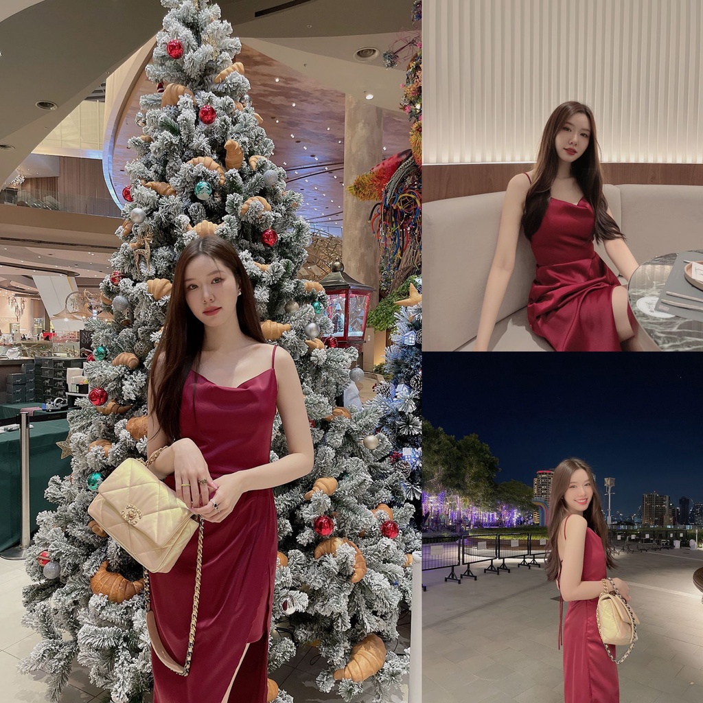 SLYQ MADE SENSUAL DRAPED TIE BACK SATIN DRESS เดรสสายเดี่ยวผ้าซาติน เดรสออกงาน เดรสไปงานแต่ง ชุดออกงาน