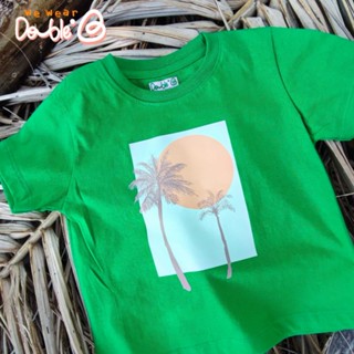 weweardouble.b เสื้อยืดเด็กทรงหลวมรุ่น loose T-Shirt สกีนลาย the sun 🌞🌴