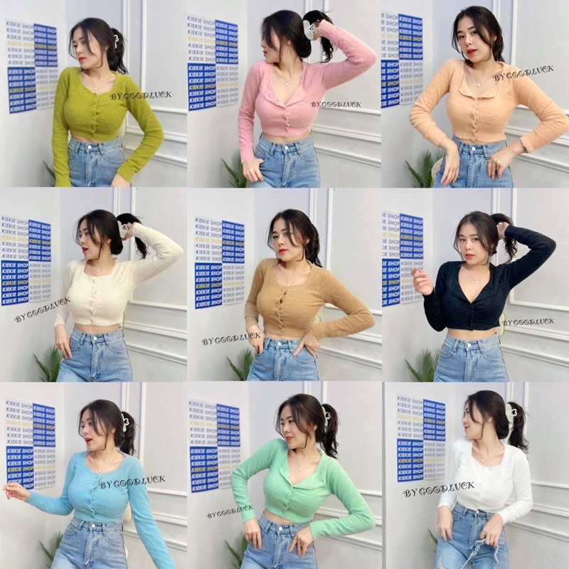 Dzaishop งานเสื้อมินิครอป งานตามหาของสาวๆ ผ้าขนปุยนุ่ม คอเหลี่ยมแขนยาว รีบๆตำกันเลยจ้าา