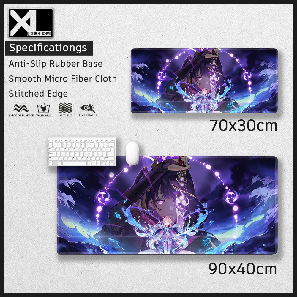 แผ่นรองเมาส์เล่นเกม Genshin 3 Mouse Pad ขนาดใหญ่พิเศษกันลื่นพิเศษ