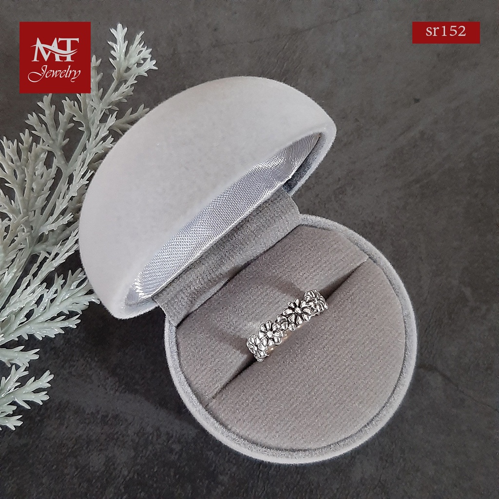 MT แหวนเงินแท้ ลายดอกไม้ รมดำ ไซส์: 54 925 Sterling Silver Ring (sr152) MT Jewelry มณีธารา