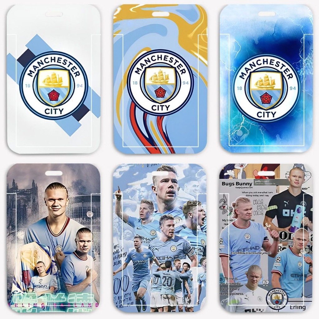 กระเป๋าใส่บัตรพนักงาน ลาย Manchester City Haaland พร้อมสายคล้องคอ สําหรับนักเรียน