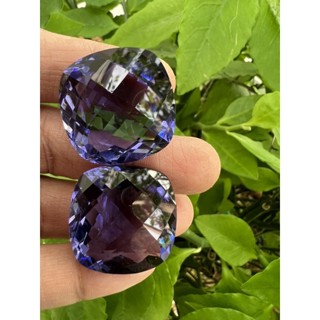 Synthetic Lab Blue sapphire cushion 25mm- 105cts(2pcs)