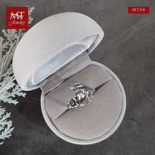 MT แหวนเงินแท้ รูปผู้หญิง กับดอกไม้ งานรมดำ ไซส์: 52, 55, 57 Solid 925 Sterling Silver Ring (sr154) MT Jewelry มณีธารา