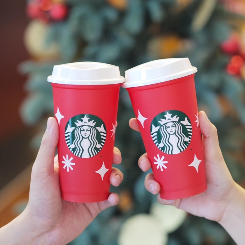 แก้วรียูส reusable cup Starbucks แก้วStarbucks  christmas ของแท้