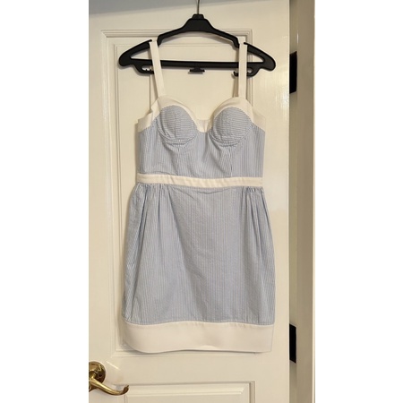 Smart Closet ชุดเดรสกระโปรงสั้น ชุดไปเที่ยว ชุดไปงาน ชุดไปปาร์ตี้ สีฟ้าขาว ยี่ห้อ ASV by Asava