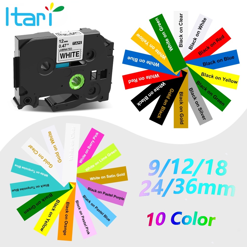 ۩♙▨Itari เทปฉลาก 9 มม. 12 มม. 18 มม. 24 มม. 36 มม. tze231 สําหรับเครื่องพิมพ์ Brother P-Touch PT-D21