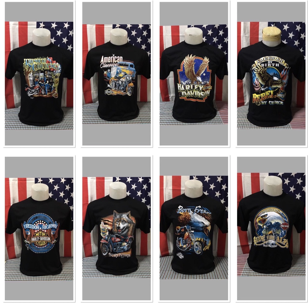 เสื้อฮาเลย์วินเทจ ผ้าCotton100% ไม่มีข้าง ตะเข็บคู่บนล่าง [S/M/L/XL]