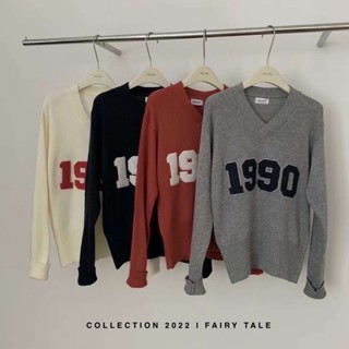 NEW: Sweater 1990 มาเพิ่มขายดีมาก เสื้อ sweater ลาย1990 ป้าย WGWE ผ้า knitted อย่างดี นุ่มใส่สบาย ช่วงเอวจั้ม