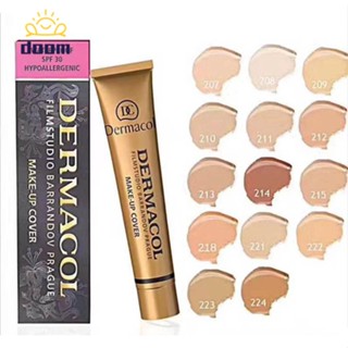 รองพื้นคอนซีลเลอร์ Dermacol รองพื้นสูตรน้ำหลอดทองเล็ก14สีเนื้อครีม【ดู】