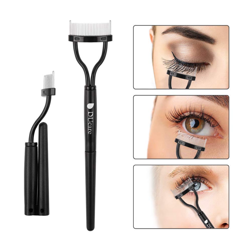 Ducare แปรงขนตาแบบพับได้ Bent Lash Fan Brush Eyelash Professional Mini Fan Brush Make Up Brush