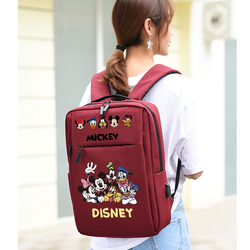 Mickey Mouse กระเป๋าเป้สะพายหลังมิกกี้เมาส์นักเรียนกระเป๋าเป้สะพายหลังกระเป๋าเดินทางกระเป๋าแล็ปท็อป (อินเตอร์เฟส USB) ราคา ถูกที่สุด ดีลบีเคเค แกลเลอรีภาพที่ 9