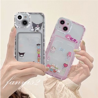 🥳Hot Sale🌈 Vivo Y22 Y02 Y16 V25E Y02S Y51 Y21 Y21T Y21S Y33T Y33S Y20 Y12S Y17 Y15 Y12 Y95 Y91 Y93 Y50 Y30 Y30i V23 Pro Card Holder Case Cute cartoon Kulomi transparent phone case back cover