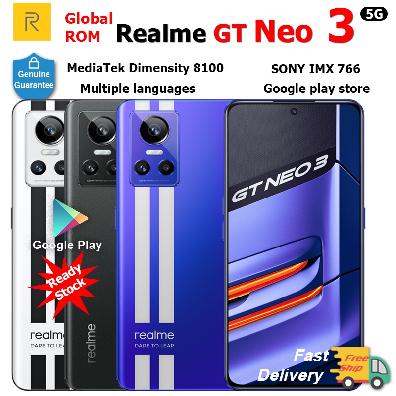Global ROM realme GT NEO3 NEO 3 5G สมาร์ทโฟน 80 150W 8100 120HZ AMOLED 4500mAh NFC