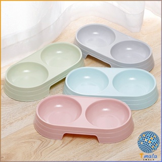 Tmala ชามข้าวแมว ชามข้าวหมา  แบบ 2 หลุม 2 Size ชามใส่น้ำ และอาหาร Pet bowl