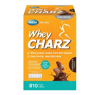 Mega We care Whey Charz เมก้า เวย์ ชาร์ซ รสช็อกโกแลต โปรตีน Isolate ขนาด 32 กรัม จำนวน 1 กล่อง บรรจุ 10 ซอง 20563