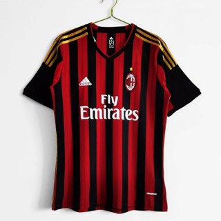 2013/14 AC Milan home เสื้อกีฬาแขนสั้น สไตล์ย้อนยุค AAA