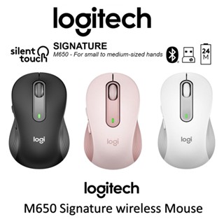 ⚡️เมาส์ไร้สาย⚡️ Logitech M650 Signature Wireless Mouse SmartWheel 2.4GHz + Bluetooth 5.1 เม้าส์ไร้สายเสียงคลิกเบา