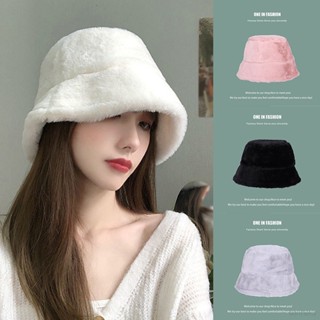 Women Thick Warm Comfy Bucket Hat Faux Fur Windproof Fisherman Cap