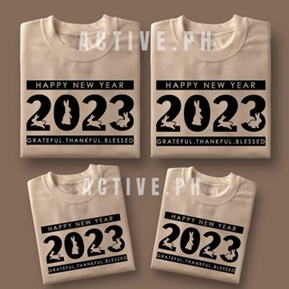 เสื้อยืดHAPPY NEW YEAR 2023 Family tshirt Statement shirt aesthetic tees unisex