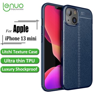 Lenuo เคสโทรศัพท์มือถือ TPU แบบนิ่ม บางพิเศษ กันกระแทก ลายลิ้นจี่ สําหรับ Iphone 13 Mini