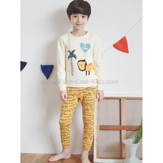 L-PJB-926 ชุดนอนเด็กผู้ชาย สีเหลือง ลายสิงโต Size-150 (8-9Y)