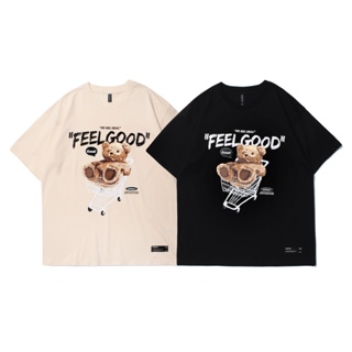 spaceboy เสื้อยืดโอเวอร์ไซส์แขนสั้น Unisex ลาย “ Feel good ”  [T574]