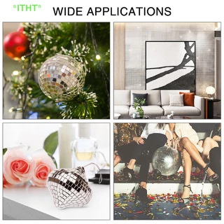 ITHT>ดิสโก้ DIY กระจกกระจกสติ๊กเกอร์ติดผนัง Self-กาว Home Wall Decor ใหม่