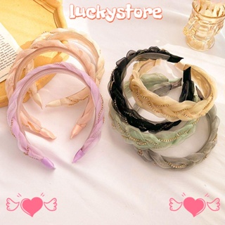 Lucky ที่คาดผมลูกไม้ กันลื่น โซ่ฟันบิด Organza Headwear ที่คาดผม