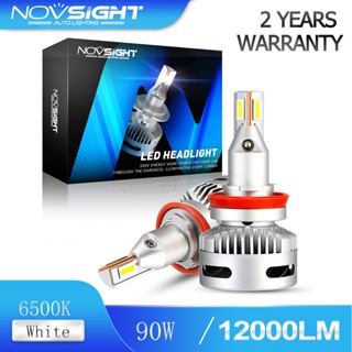 Novsight 1 คู่ N26 H11 ไฟหน้ารถ LED ไฟสูงต่ำไฟ 12000LM 90W 6000K แสงสีขาวหัวเข็มขัดปรับได้