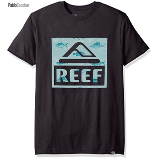 Reef โลโก้ของผู้ชายเสื้อยืดแขนสั้นเสื้อยืดตลกพิมพ์ Top Tee หลวมผู้ชายสีดำเสื้อ Homme Tees Homme คุณภาพสูง